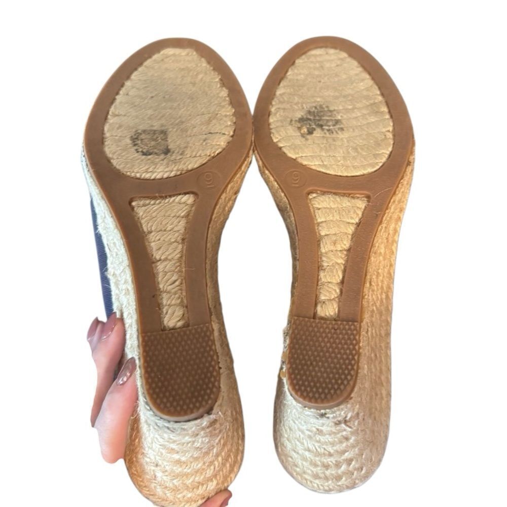 J. Crew J by Crew Navy Blue Canvas Espadrille Wedge Sandals, Size 9 - Picture 8 of 10